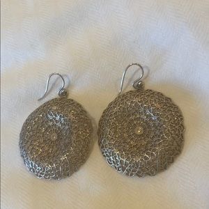 Stella and Dot round silver earrings